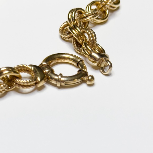 Sterling Silver Gold Tone Round Rope Smooth 9.6mm Wide Link Bracelet 9.25" - Picture 5 of 7